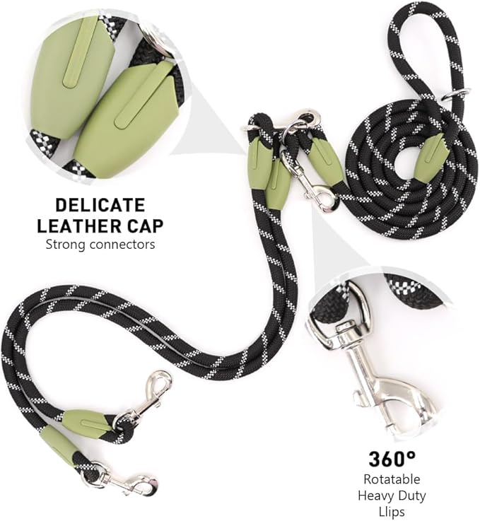 pawstrip Hands Free Dog Leash Crossbody Dog Running Leash Handsfree Pet Rope for Hiking Training Heavy Duty Reflective Pet Walking Belt (Black for Two Dogs)
