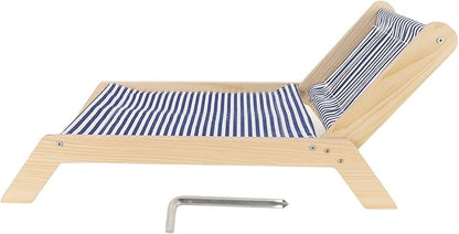 Cat Hammock Cat Bed Prevent Shaking Wooden Frame Swing Chair Kitten Raised Bed with Scratcher for All Seasons (Beach Lounge Chair)