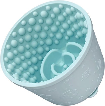 2-in-1 Licking Toy & Silicone Slow Feeder Bowls with Suction Cup - Non-Slip Mat for Bored Medium and Large Breed Dogs, Anxiety Relief, Anti-Choking (5.3" x 3.7", Mint Green)