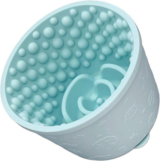 2-in-1 Licking Toy & Silicone Slow Feeder Bowls with Suction Cup - Non-Slip Mat for Bored Medium and Large Breed Dogs, Anxiety Relief, Anti-Choking (5.3" x 3.7", Mint Green)