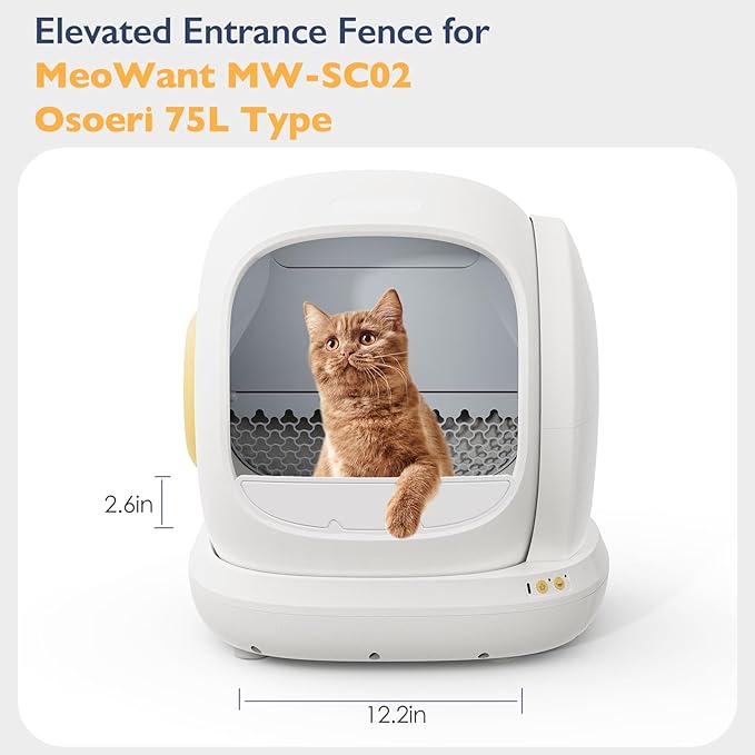 SAROSORA Elevated Entrance Fence for MeoWant/Osoeri Self-Cleaning Cat Litter Box (for Model :MW-SC02), Increased Threshold, Effectively Reduces Litter Spread