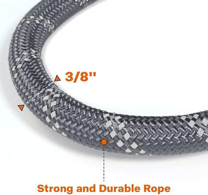 Taglory Rope Dog Leash 5 FT with Comfortable Padded Handle, Highly Reflective Threads Leash and Anti-Tangle Clip for Walking Small Dogs, 3/8 inch, Grey