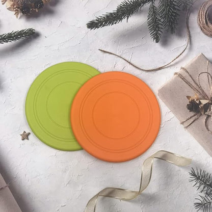 coldchill 7 Inch Dog Flying Disc, Puppy Flyer Toy React Faster Training Interactive Toys for Small Medium Dog, Lightweight Durable and Water Resistant Floating Saucer (Green+Orange)