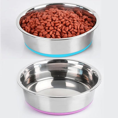 Deep Stainless Steel Non-Skid Dog and Food Bowls, Each Holds Up to 2 Cups, Set of 2 Packs(5.5 x 1.9 Inches)