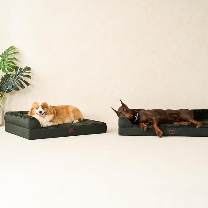 EHEYCIGA XXL Dog Bed Memory Foam, Orthopedic Giant Dog Bed Jumbo with Washable Removable Cover, Waterproof Pet Sofa Couch with Nonskid Bottom, 48x35x7.5, Dark Green