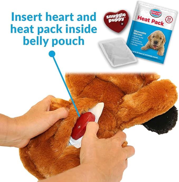Snuggle Puppy Heartbeat Dog Toy for Puppies, Real-Feel Heartbeat, Calming Sleep Aid and Crate Training Comfort Toy with Heat Pack, Cream Plush Design
