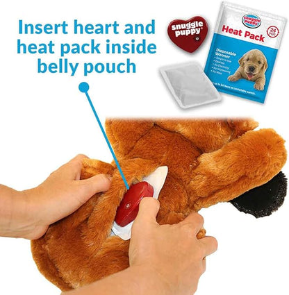 Snuggle Puppy Heartbeat Dog Toy for Puppies, Real-Feel Heartbeat, Calming Sleep Aid and Crate Training Comfort Toy with Heat Pack, Cream Plush Design