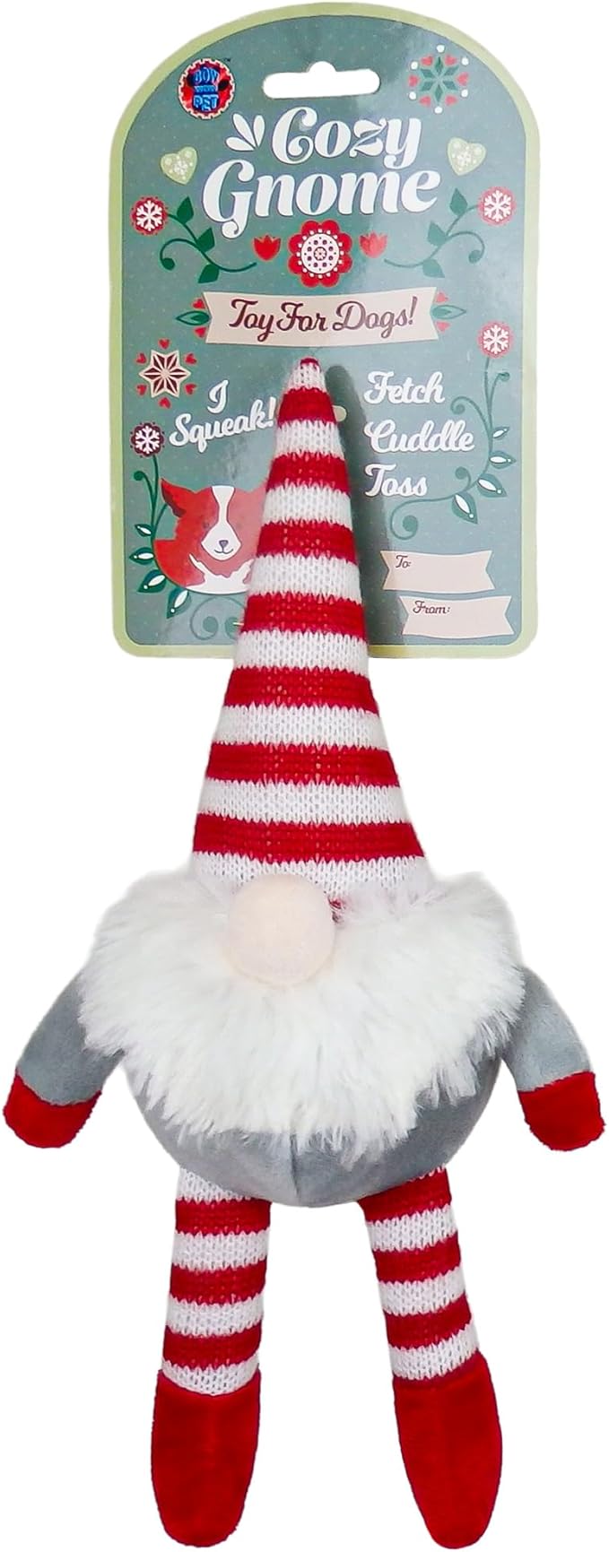 Bow Wow Pet Xmas Knitted Gnome Plush Dog Toy