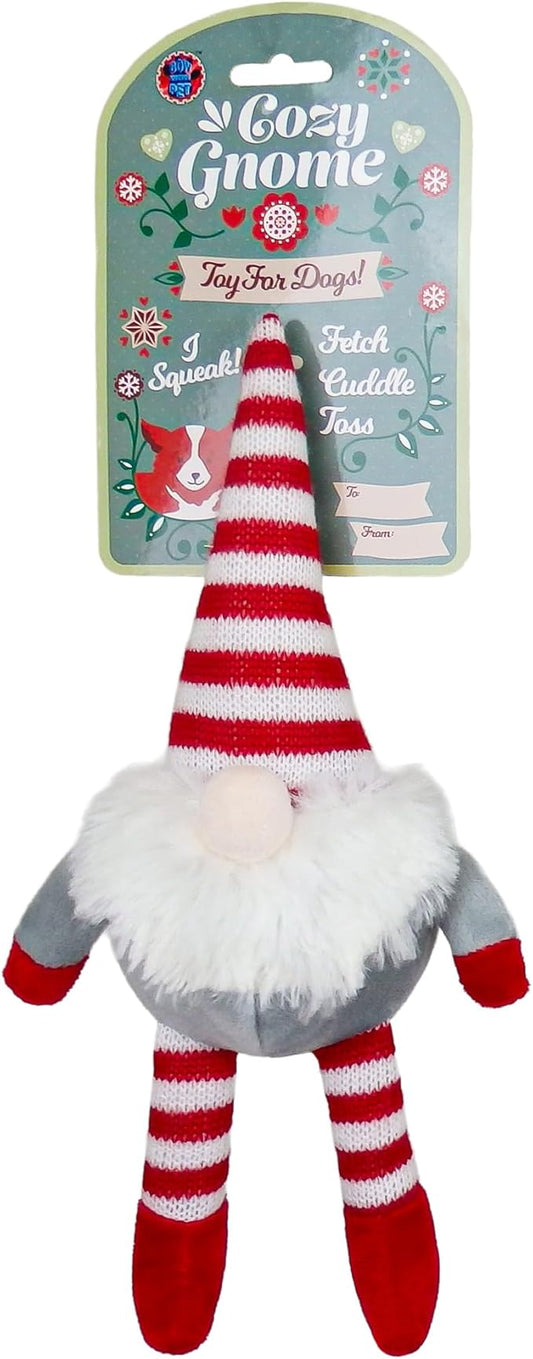 Bow Wow Pet Xmas Knitted Gnome Plush Dog Toy