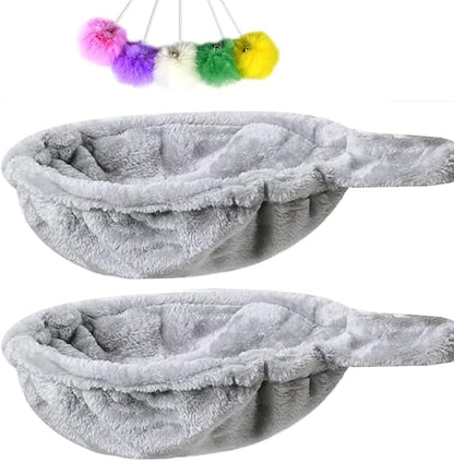 SHENGOCASE 14.6" 2-Pack Light Grey Nest Basket Lounger Hammock Bed Replacement for Cat Tree Tower, 5-Pack Hanging Toys, Cat Tree Accessories Hammock Attachment