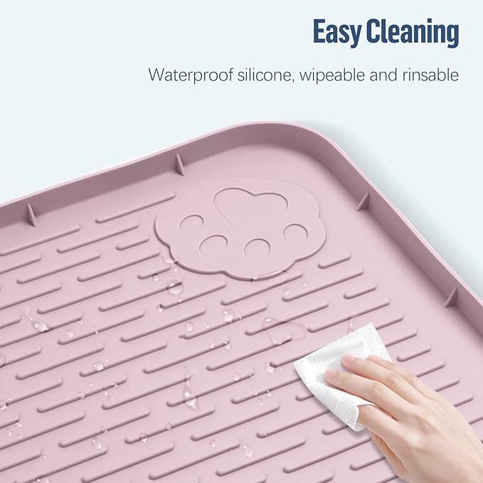 Pee Pad Holder for Dogs, 40" x 28" Silicone Pee Tray Mat Leak-Proof, High Edge, No Spill Pet Pad Holder for Puppy, Cat, Rabbit, Training Pads for Floor Protection, No Pee Pads (Pink)