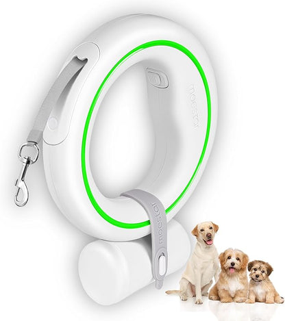 UFO Retractable Dog Leash Hands Free Wearable Laisse Chien with Poop Bag Holder One-Handed Brake Pause Lock 360° Tangle Free 10 ft Strong Nylon Tape Dog Leash for Up to 66lbs Medium Small Dogs