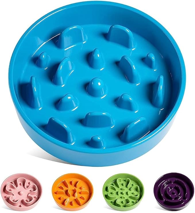 LE TAUCI Slow Feeder Dog Bowls Ceramic, 3 Cups Slow Feeding Dog Bowl Medium Large Breed, Puzzle Pet Dishes,Vortex Blue