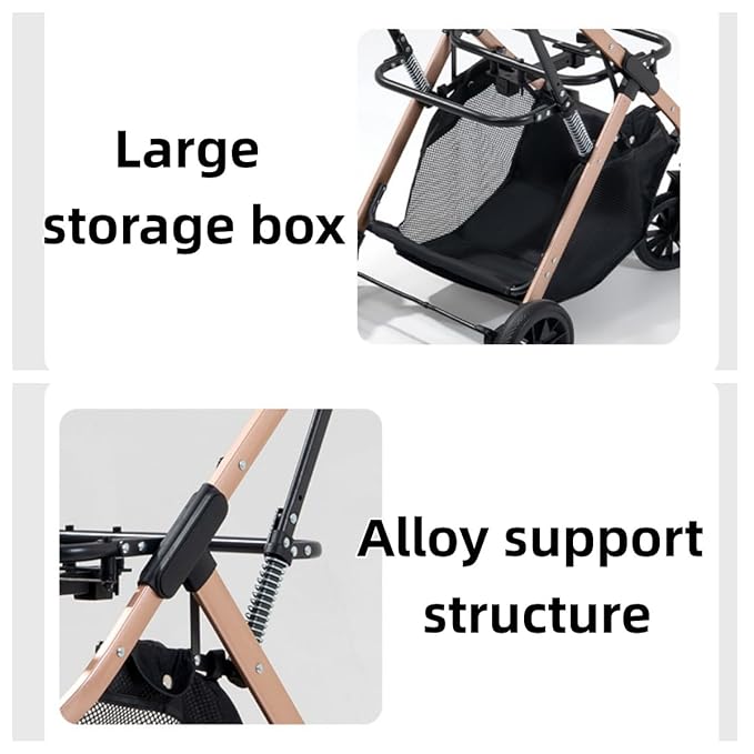 Lightweight Small Pet Stroller for Dogs & Cats, 33 Lbs Capacity Aluminum Alloy Puppy Stroller with Detachable Storage Basket