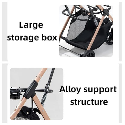 Lightweight Small Pet Stroller for Dogs & Cats, 33 Lbs Capacity Aluminum Alloy Puppy Stroller with Detachable Storage Basket
