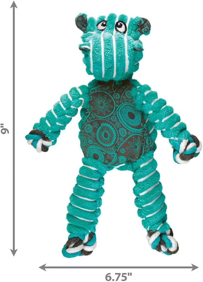 KONG Floppy Knots - Durable No‑Stuffing Squeaky Rope & Plush Dog Toy - for Teething, Playing (Hippo, Small/Medium)