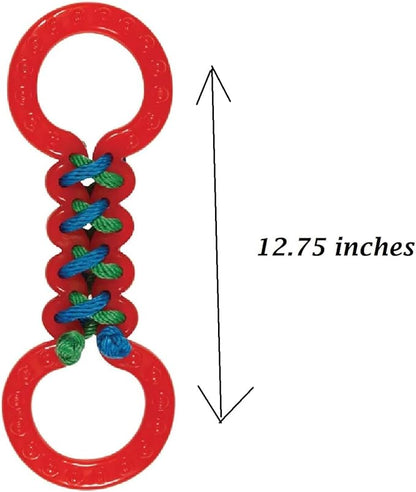 Rope and Rubber Double Sided Dog Tug Toy 12.75" Long for Medium to Larger Breeds (Orange Tug Toy)