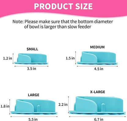Slow Feeder Dog Bowls Insert, Bestalk Soft Silicone Slow Eating Feeder Insert with Suction Cups for Small, Medium and Large Dogs, Fit into Basic and Elevated Dog Bowls, Teal