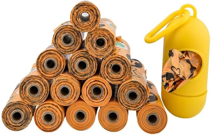 MEADOWS & MUTTS Compostable Dog Poop Bags Rolls | Biodegradable, Plant Based & Leak Proof Dog Waste Bags | Lavender Scented Orange Dog Poop Bags | Eco Friendly Poop Bags for Daily Pet Cleanup