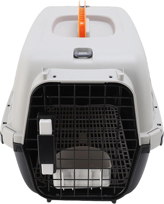 Fabater Pet Carrier, Hard Sided Spacious Interior Lightweight Plastic Dog Travel Carrier, Portable Pet with Food Bowl for Outdoor Travel, Home, Vet Visits (Black)