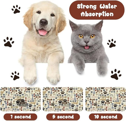 Dog Food Mats for Floors Waterproof, Pet Water Bowl Mats Pet Feeding Absorbent Placemats Beige 24 * 32 inch