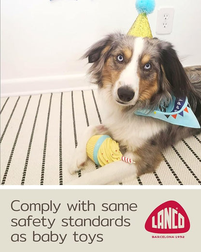 Lanco Dog Birthday Cake Toy - Squeaky Dog Toys - Dog Puppy Birthday Gift - Dog First Birthday - 100% Natural Rubber - Happy Birthday Dog Toy for Small Medium Large Dogs -Handmade