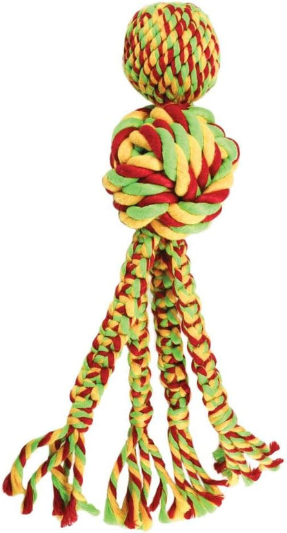 KONG - Wubba Weaves with Rope - Durable Dog Fetch and Chew Toy, Cleans Teeth - for Large Dogs (Colors Vary)