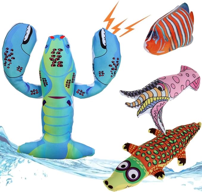 4 Pack Squeaky Dog Water Toys, Floating Dog Pool Toys, Cute Dogs Summer Accessories for Small Medium Large Dogs