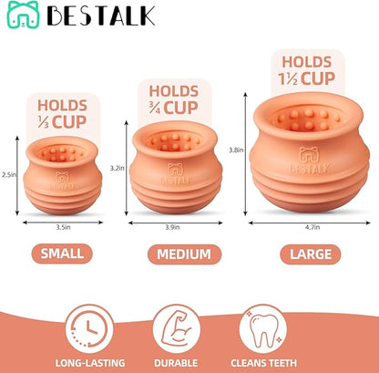 Dog Enrichment Treat Toy, Long-Lasting Wobbly Interactive Freeze Lick Toys for Dogs, Stuffable Puzzle Feeder Toy for Boredom, Silicone Treat Dispensing Chew Toy (Pastel Orange,S)