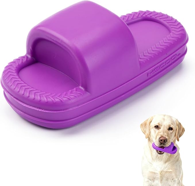 MECOOL Dog Toy Unbreakable Slippers Squeaky Dog Toys for Teehing Chewing Size for Medium and Samll Breeds(Purple)