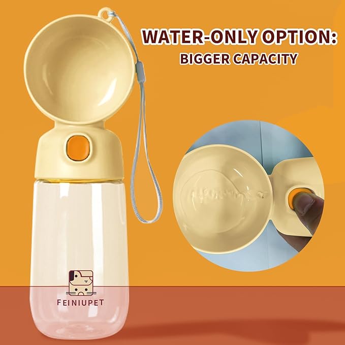 Portable Dog Water Bottle, Large-Capacity Travel Water Dispenser for Cats and Small Dogs - Yellow