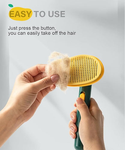 Cat Brush for Shedding, Mango Cat Brushes with Gentle Bristles and Release Button, Gentle Self Cleaning Pet Brush for Indoor Cats and Dogs Daily Grooming Tool During Shedding Season