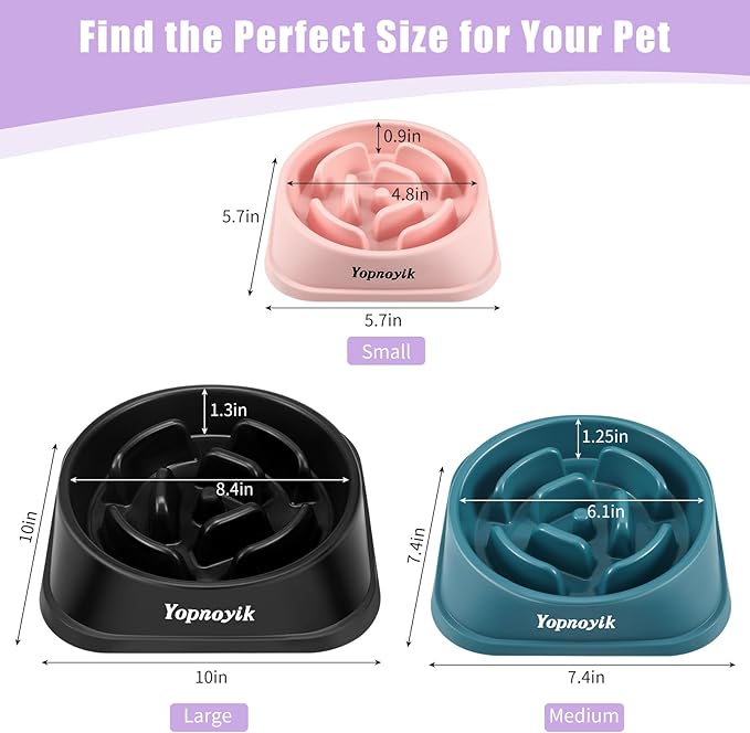 Slow Feeder Dog Bowls for Healthy Eating, Non-Slip and Anti-Choking Design, Reduces Bloating & Overeating for Large Dogs, Easy to Clean