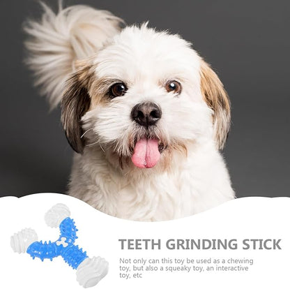 POPETPOP Dog Chew Toy Bone 4.72 Inch Durable Nylon Teeth Grinding Squeaky Interactive Pet Toy for Small Puppies and Medium Dogs Oral Health