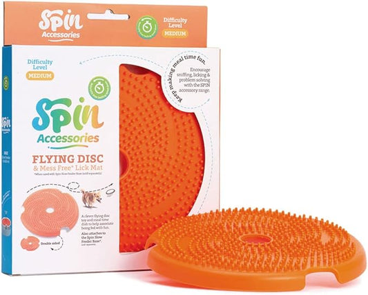 PetDreamHouse Spin Slow Dog Bowl Accessory, Double Sided Lick Mat Insert,Orange