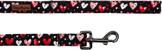 Dog Leash，Valentine's Black&Red Heart Print Pet Leash Comfortable Padded Boy/Girl Durable Heavy Duty Leashes for Small Medium Large Dogs