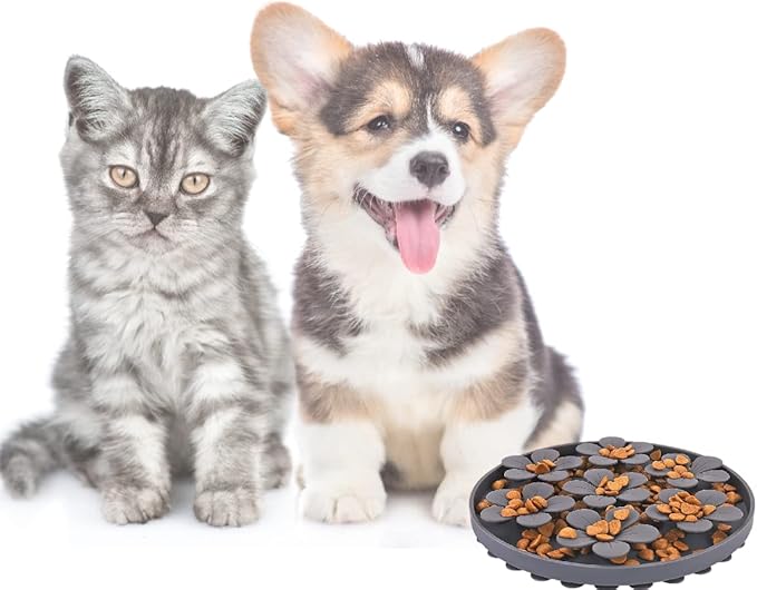 Slow Feeder,Cat Help Slow Down Eating Speed Cut Flower Silicone Rubber Cute Slow Feeder for Puppy/Cat/Dog