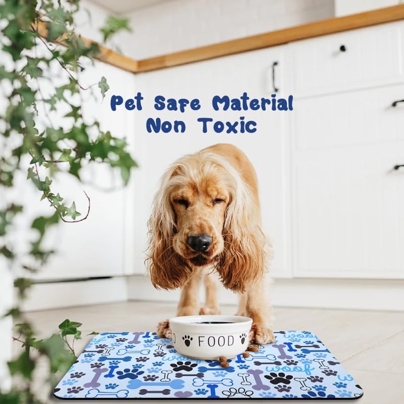 Dog Food Mats for Floors Waterproof, Pet Water Bowl Mats Pet Feeding Absorbent Placemats Blue 17 * 30 inch - Image 7