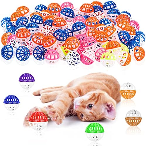 Hungdao 100 Pcs Bulk Cat Toys Balls, Plastic Cat Crinkle Ball with Bells by Hungdao