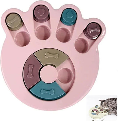 Anti-Choking Interactive Puzzle Toy for Slow Dispensing Feeding for Pets, 2023 New Dog Puzzle Toys, Dog/Cat Food Puzzle Feeder, Dog Stimulation Toys for Small and Medium-Sized Dogs (Pink, Pawprint)
