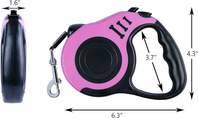 Retractable Dog Leash 16ft, Tangle-Free Expandable Leash for Medium Dogs Up to 33lbs, Easy-Adjust Lock & Anti-Slip Handle for Safe Walks