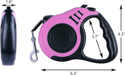 Retractable Dog Leash 16ft, Tangle-Free Expandable Leash for Medium Dogs Up to 33lbs, Easy-Adjust Lock & Anti-Slip Handle for Safe Walks
