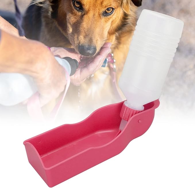 DAUZ PET Water Bottle, Dog Water Feeding Bottle PET Easy to Use Automatic Portable for Cats Walking (Roseate)