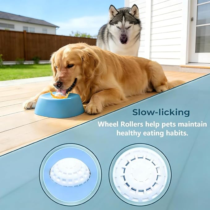 Slow Feed Liquid Dog Bowl, Dog Licking Bowl, Anti-Slip Entertained Lick Ball for Large Medium Small Dogs Wet Food, Water & Treats Dogs Anxiety Relief, Boredom and Post-Op Care (Blue)