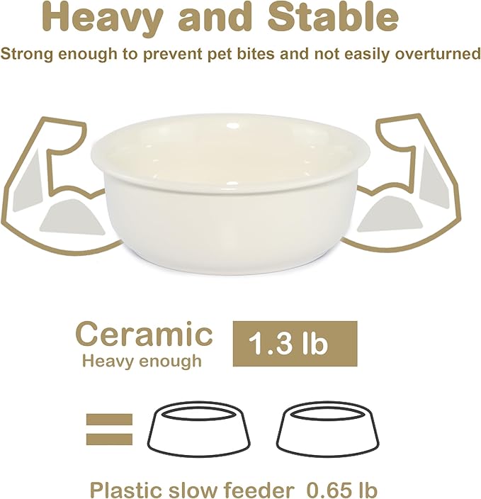 Single Replacement Bowl for 6.3'' High Elevated Dog Bowls, Non-Slip Pet Feeding Dishes for Small Medium Dogs and Cats, Durable Porcelain Dog Food and Water Bowls(28oz, Cream White)