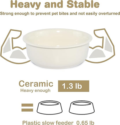 Single Replacement Bowl for 6.3'' High Elevated Dog Bowls, Non-Slip Pet Feeding Dishes for Small Medium Dogs and Cats, Durable Porcelain Dog Food and Water Bowls(28oz, Cream White)