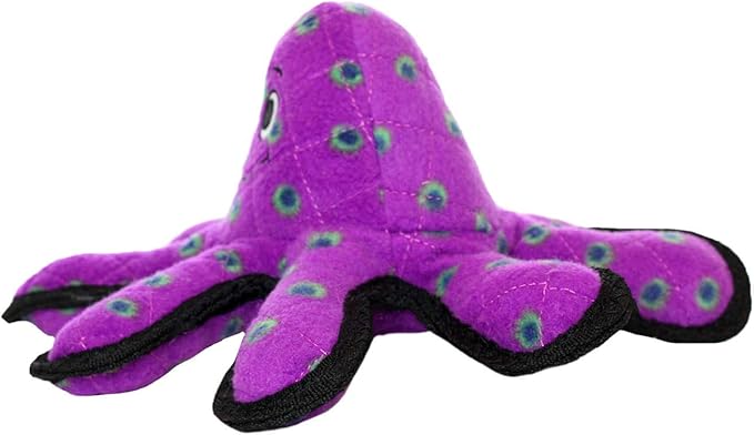 TUFFY - World's Tuffest Soft Dog Toy - Ocean- Squeakers - Multiple Layers. Made Durable, Strong & Tough. Interactive Play (Tug, Toss & Fetch). Machine Washable & Floats. (Octopus, Small 2 Pack)