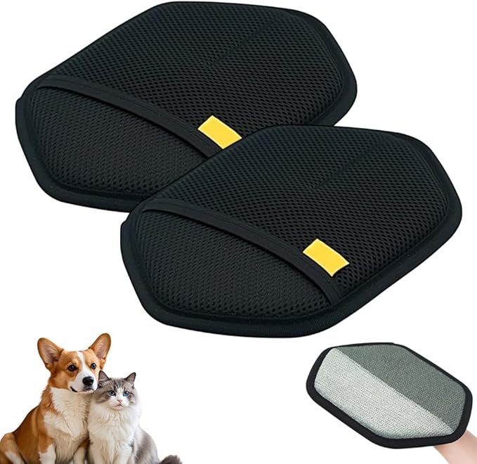 2 Pack Pet Hair Removal Glove for Cats & Dogs, 2026 Upgrade Pet Hair Remover Electrostatic Gloves Pet Hair Remover Glove for Couch, Furniture, Carpet, Curtain (Black)