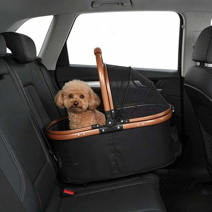 Lightweight Small Pet Stroller for Dogs & Cats, 33 Lbs Capacity Aluminum Alloy Puppy Stroller with Detachable Storage Basket