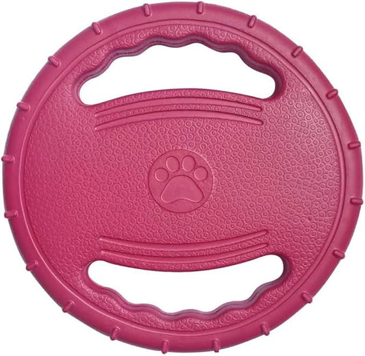 EVA Dog Flying Disc Toy, Durable Interactive Fetch with Dual Grip Holes, Non-Slip Floating Pet Toy for Small Medium Large Dogs, Outdoor Park Beach Play (Red)